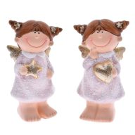   Kerámia Kislány Arany Szárnnyal Csillámos 4X5X13Cm 2Féle