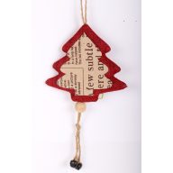 Textil Karácsonyfa Újság Mintás 15Cm Bordó-Barna