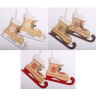 Fa Bakancs Ajtódísz 3 Féle S/2 16Cm Bézs-Barna-Piros